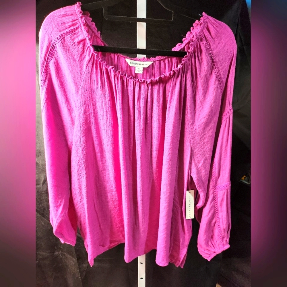 Counterparts Pink Off-the-Shoulder Lace Blouse – Romantic & Versatile - Picture 6 of 13